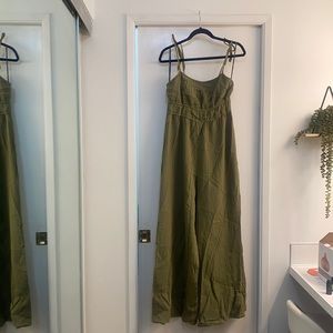 Olive green tie strap jumpsuit
